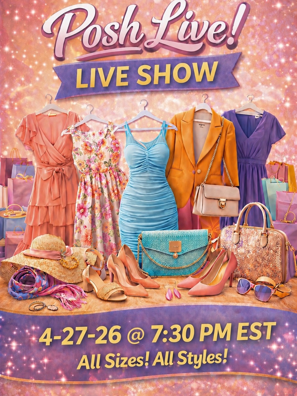 Posh Live. Women’s Clothes. All Sizes
Some Children’s and Men’s. Just Ask